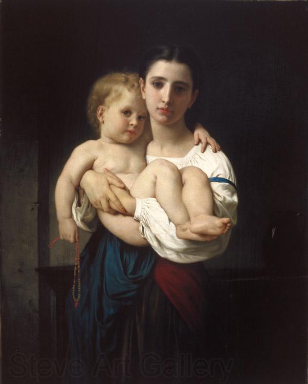 Adolphe William Bouguereau The Elder Sister (mk26) Norge oil painting art